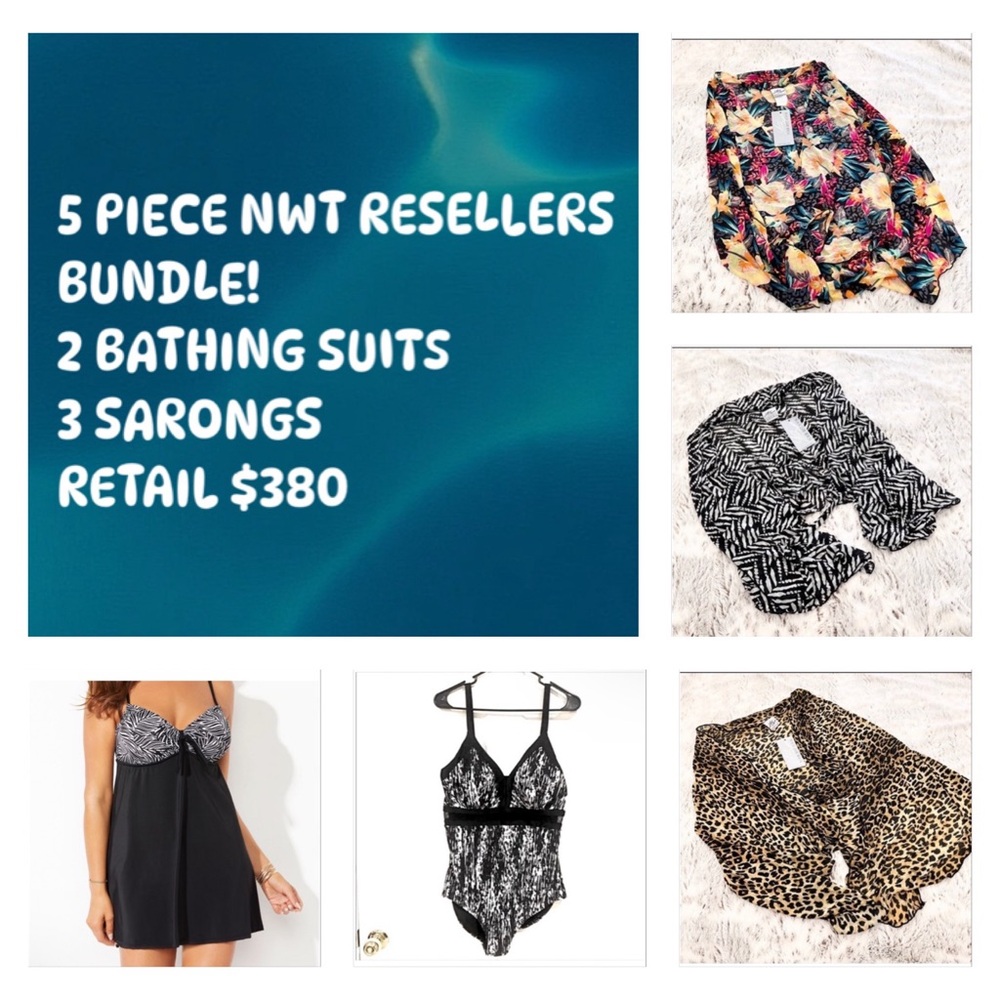 RESELLERS 5PC. SWIMSUITS & PAREOS BUNDLE NWT